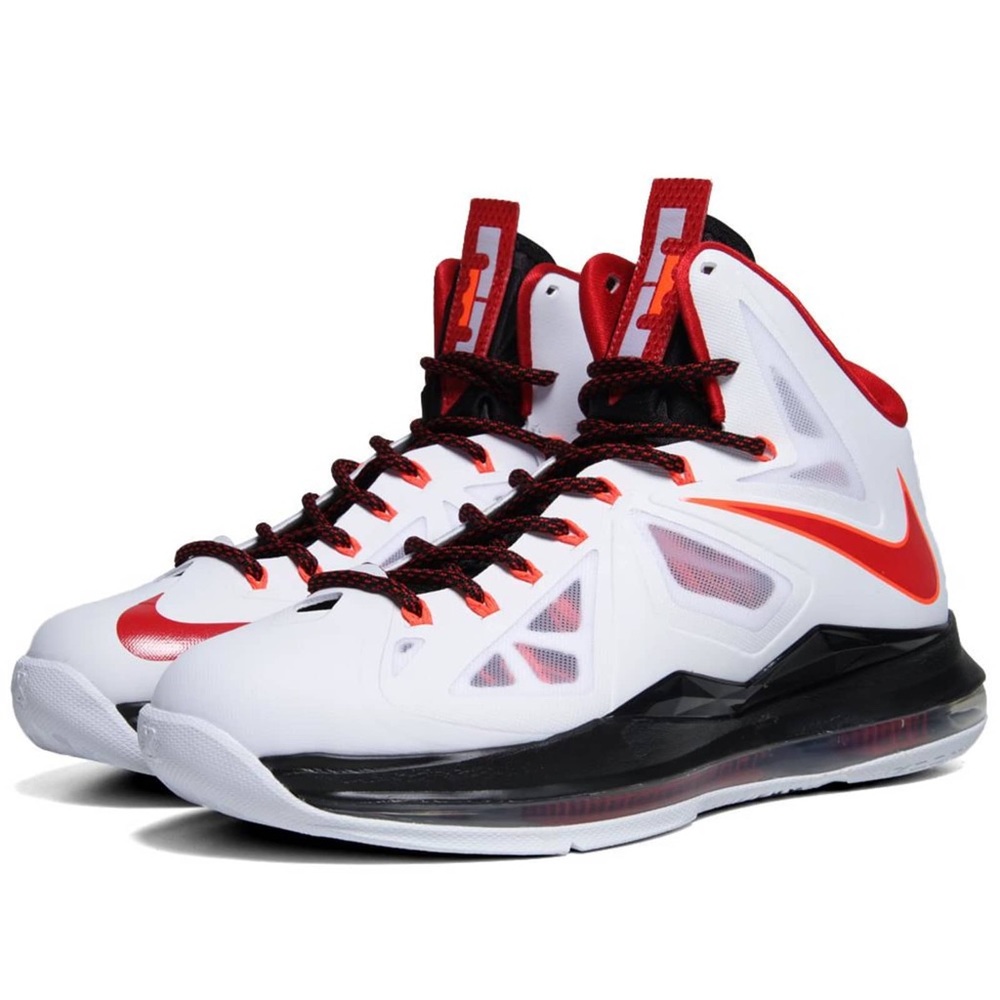 EUC Nike LeBron 10 XDR Miami Heat Home Basketball Shoes in White/Red